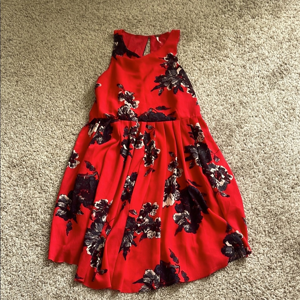 Free People red flower lined sleeveless summer dress